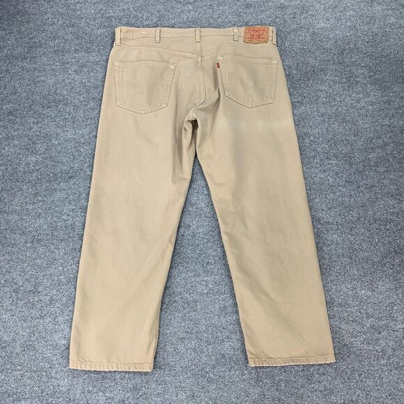 Vintage Levis 501XX Jeans Mens 42x30 Tan Cotton Button Fly Overlock Stitch 90s - Picture 3 of 12